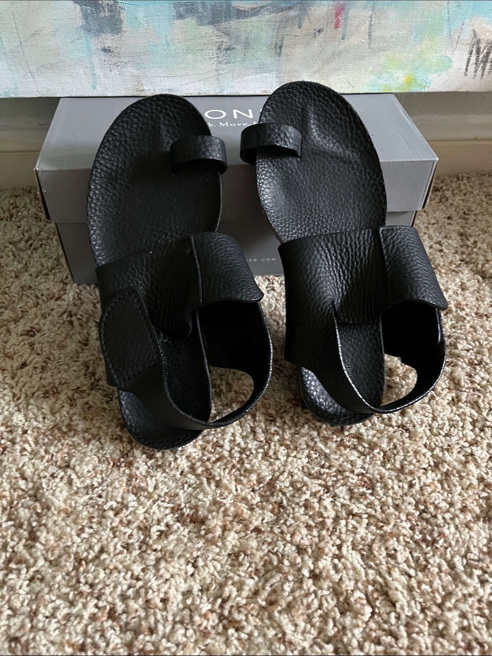Pedro Garcia Black Leather Toe-Loop Slide Sandals
